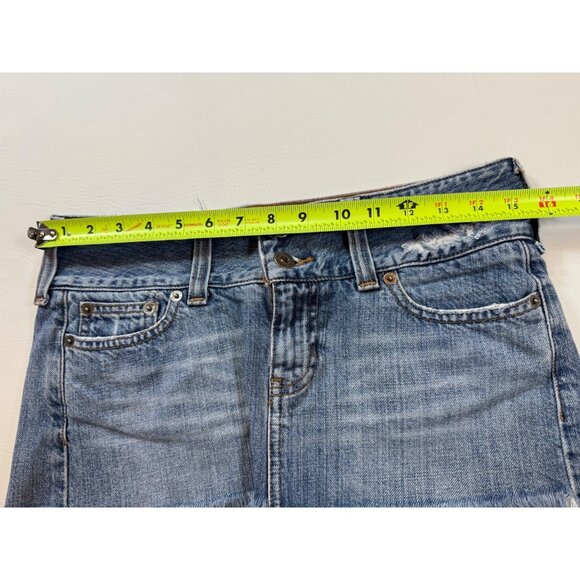 Y2K Hollister Co. Worn-Out Distressed Denim Skirt Size 3 micro mini (bin S116) - Picture 4 of 8